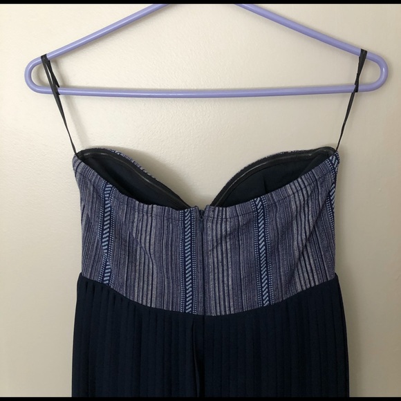 Sabine Anthropologie Blue Pleated Strapless Maxi Dress - Picture 4 of 8